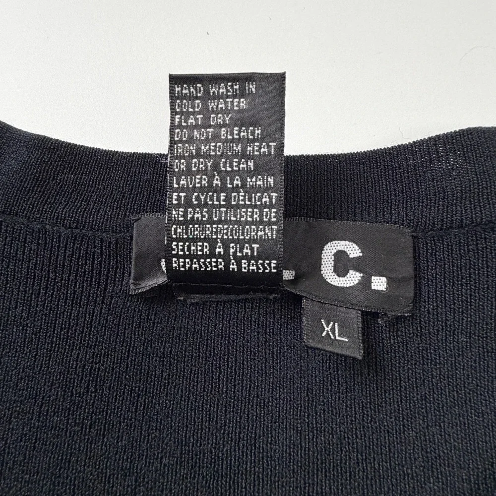 J.A.C. Black Grommet Neckline Sweater Womens XL 3/4 Sleeve‎ Knit Top